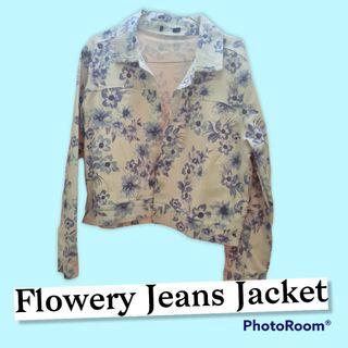 Jaket Jeans Putih Flower