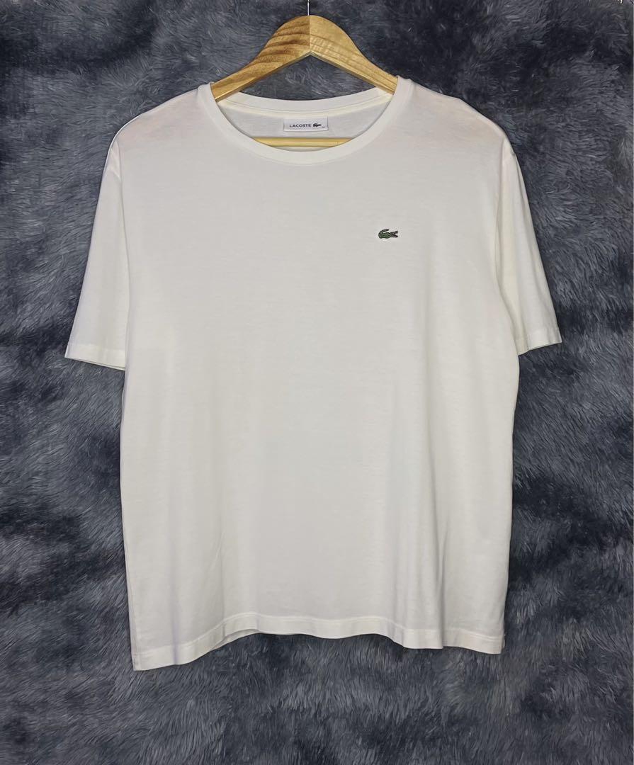 Plain white lacoste t shirt on sale