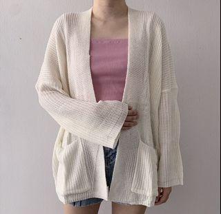 Lola Basic Knit Cardigan in Milky White (fits up to XXL)
