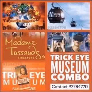 Madame Tussaud |4D Adventureland |Trick eye museum | cable car| headrock Vr combo deal sentosa