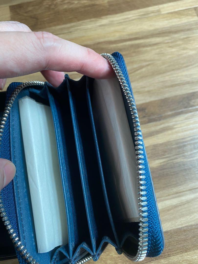 Mcm Deep Blue Sea Canvas Zip Around Mini Card Case Wallet