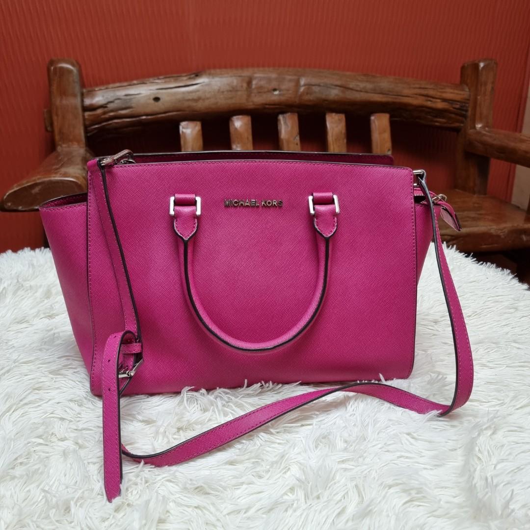 Michael Kors Fuschia Pink Hand Bag, Luxury, Bags & Wallets on Carousell