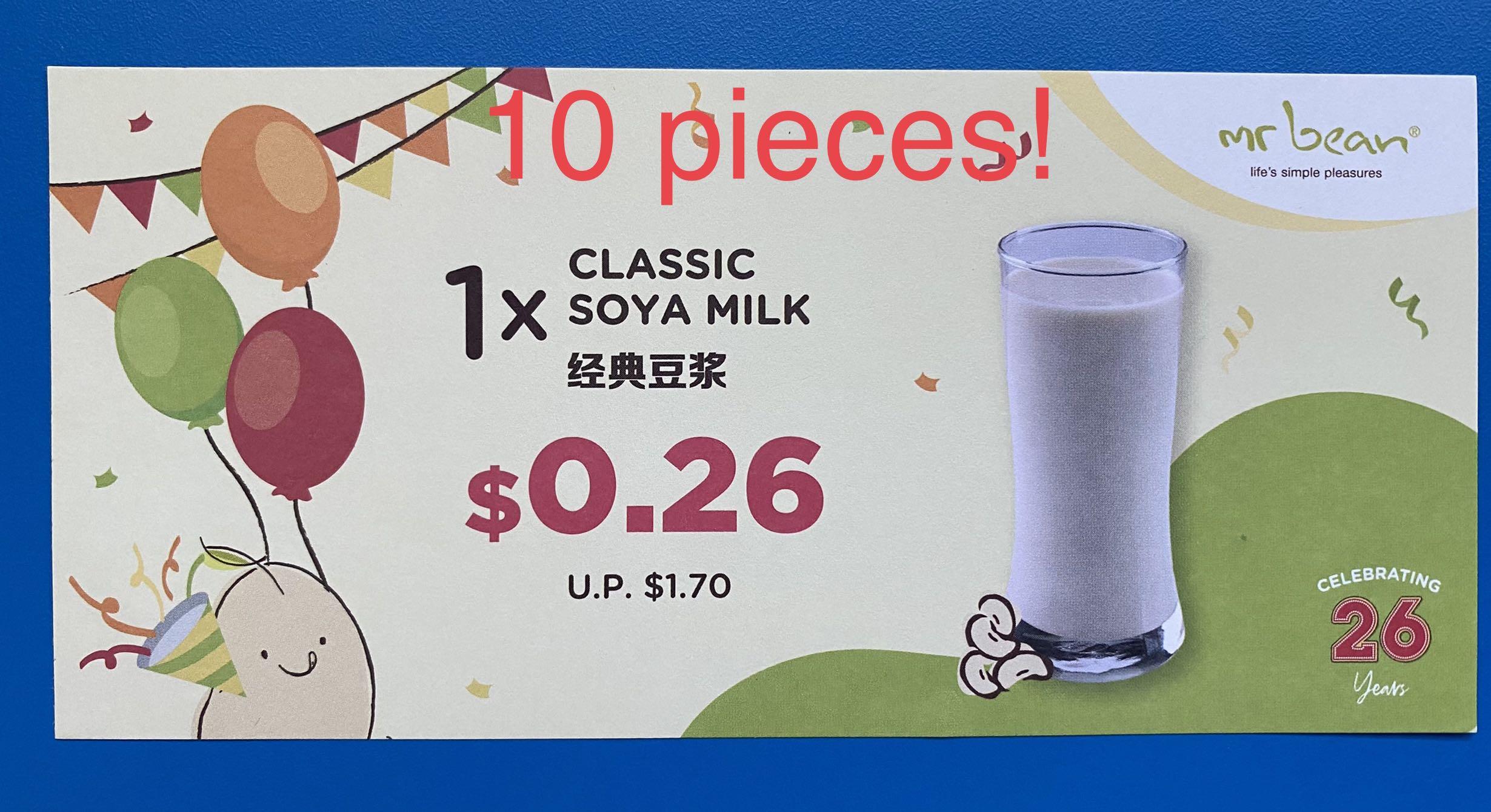 Mr Bean Classic Soy Milk voucher x 10, Food & Drinks, Beverages on