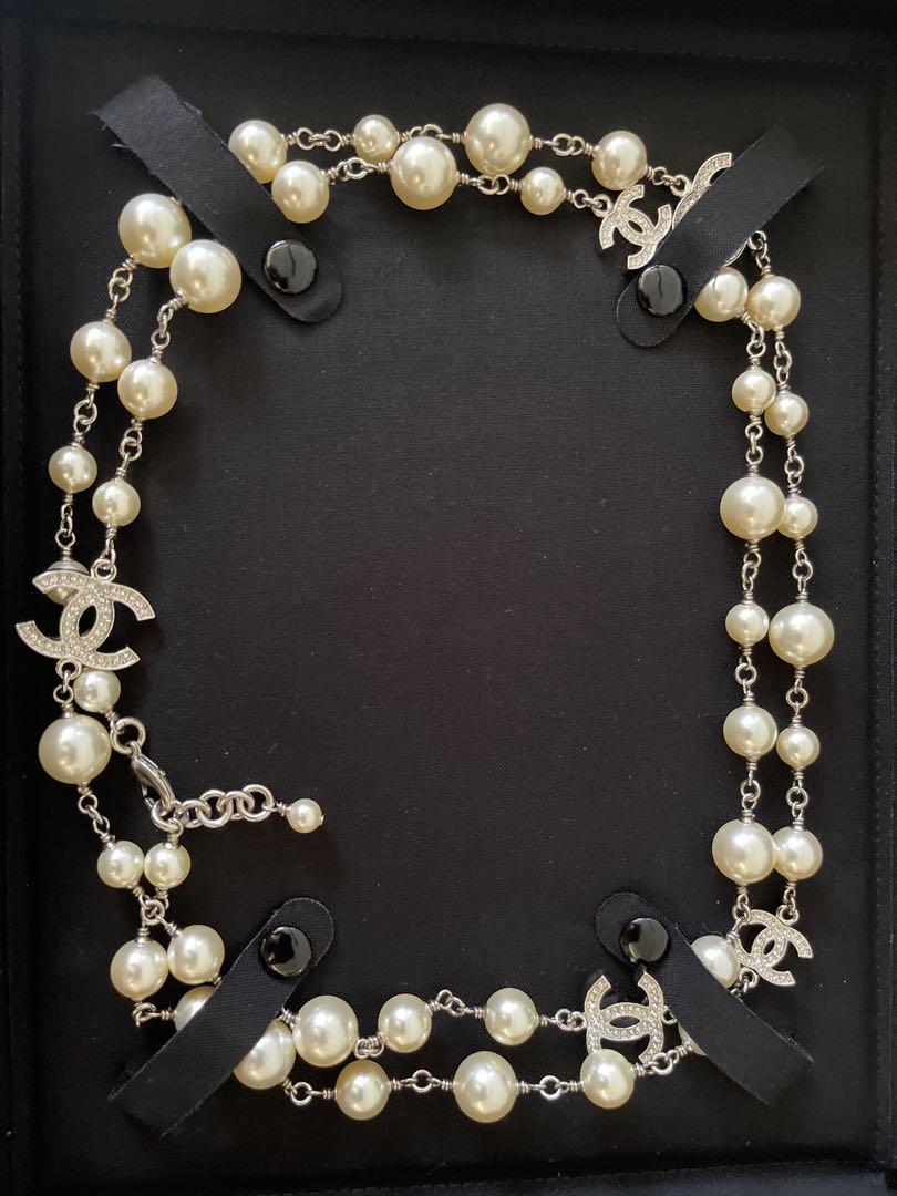 Chanel Pearl Drop CC Gold Necklace Costume Jewellery  THE PURSE AFFAIR