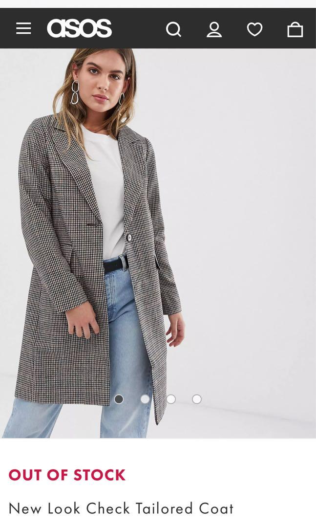 New look cheap check tailored coat