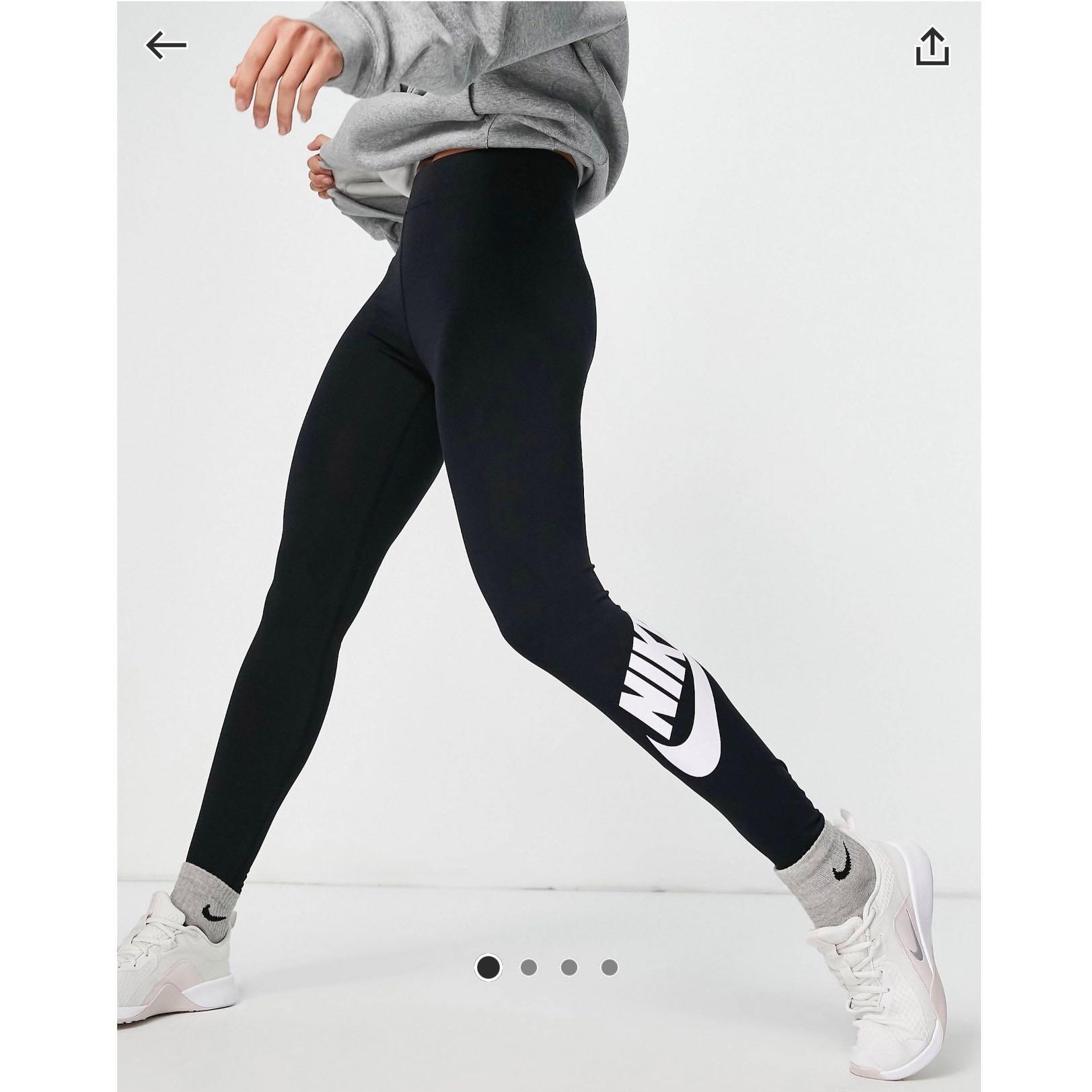 Nike grey leggings with black logo, Women's Fashion, Activewear on Carousell