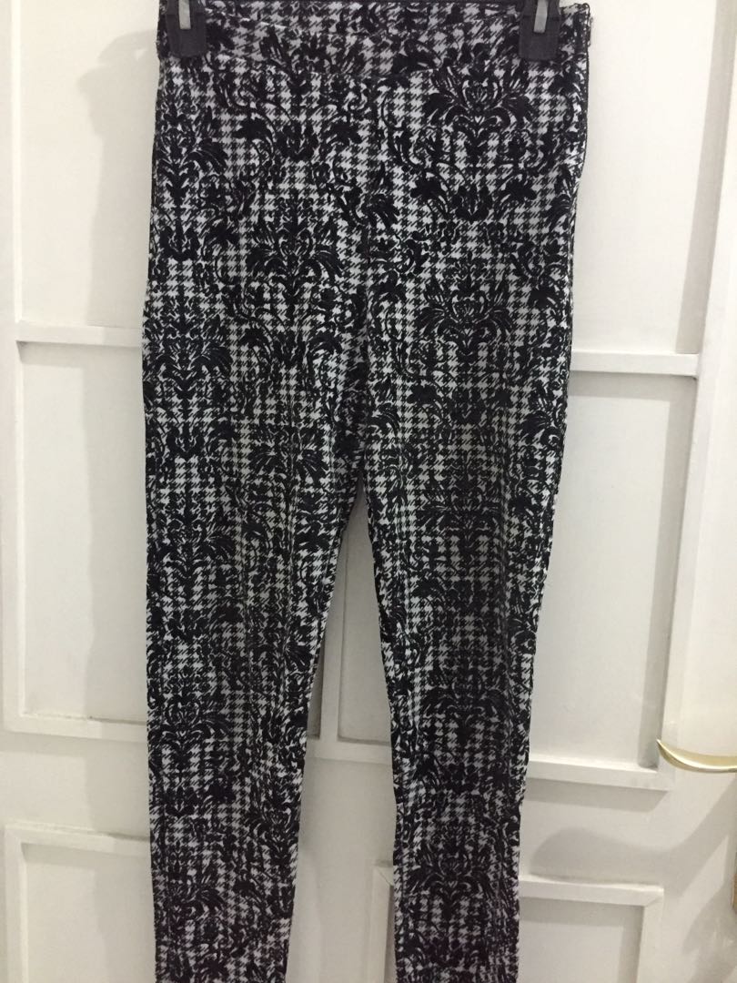 Pattern Pants Black - TOPSHOP, Fesyen 