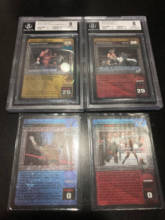 Pedigree Stone Cold Stunner BGS 8 Triple H Stone Cold Steve Austin WWE Raw Deal Cards Time To