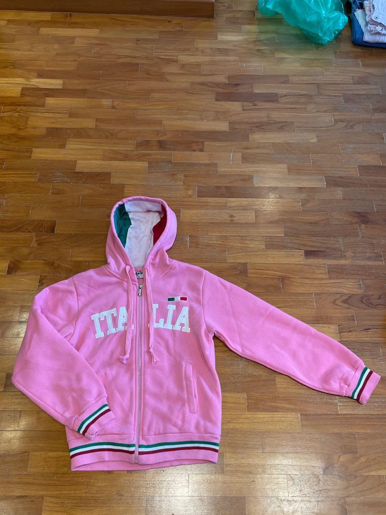 pink fleece hooded jacket