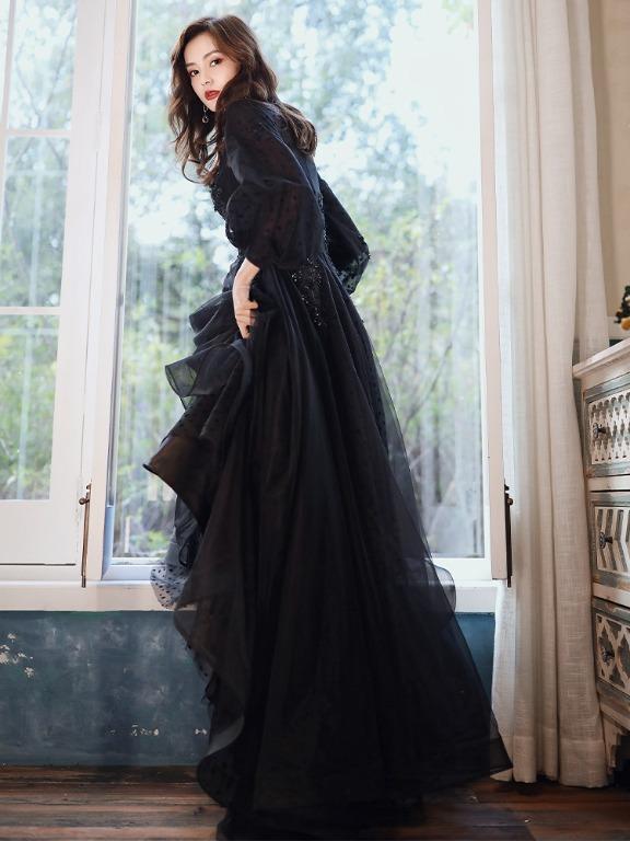 Pre order black long sleeve wedding bridal evening dress evening gown RB2386