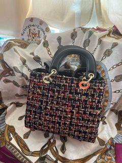 Quilted tweed colourful handbag