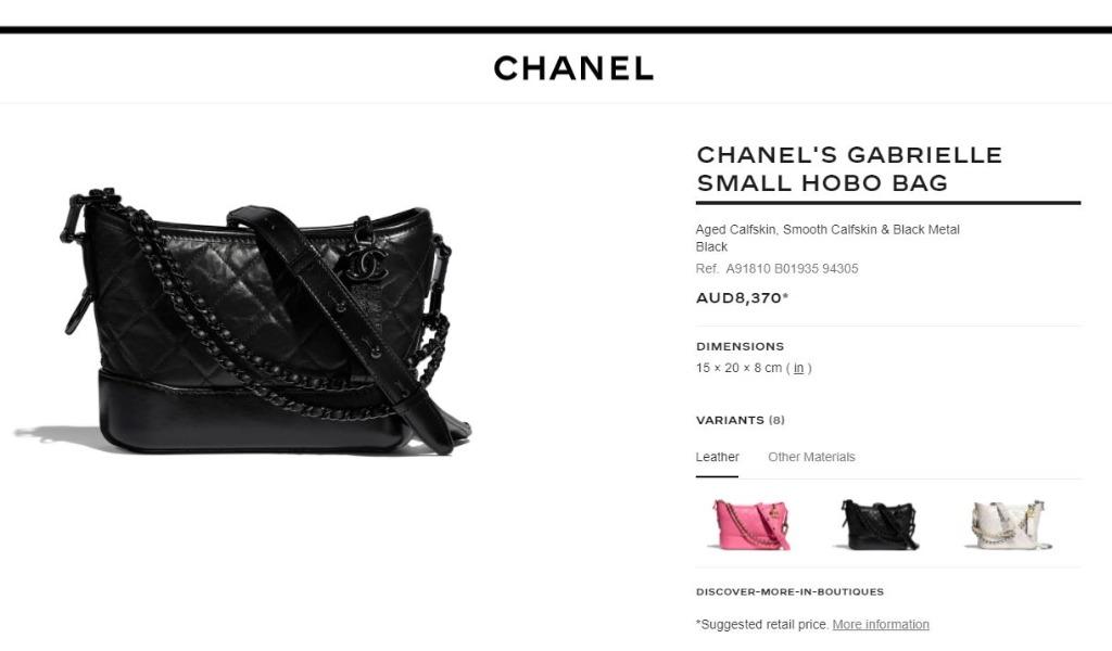 CHANEL+Gabrielle+Hobo+Bag+Black+Leather for sale online