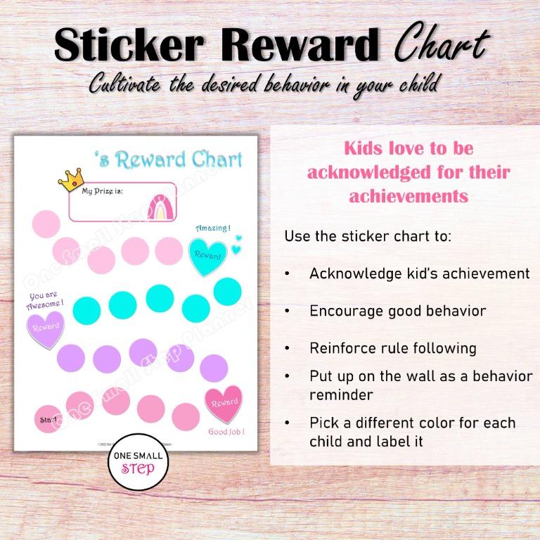 Reward Sticker Chart Kids Reward Chart, Girl Sticker Chart Potty Chart ...