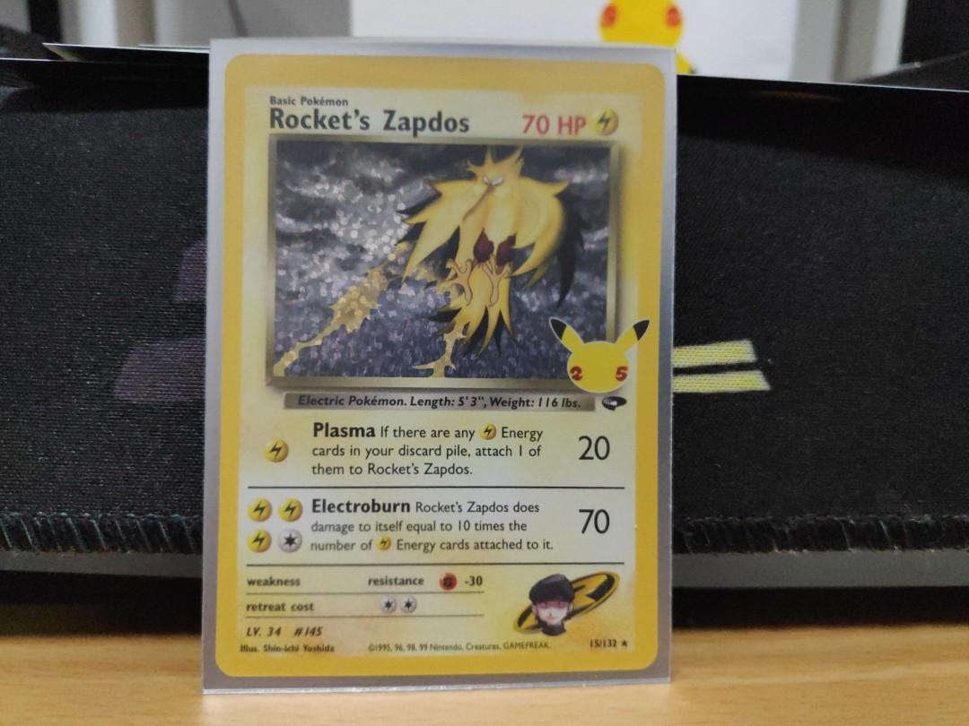 Rocket's Zapdos Pokemon Card 25th Celebration, Hobbies & Toys, Toys & Games  on Carousell