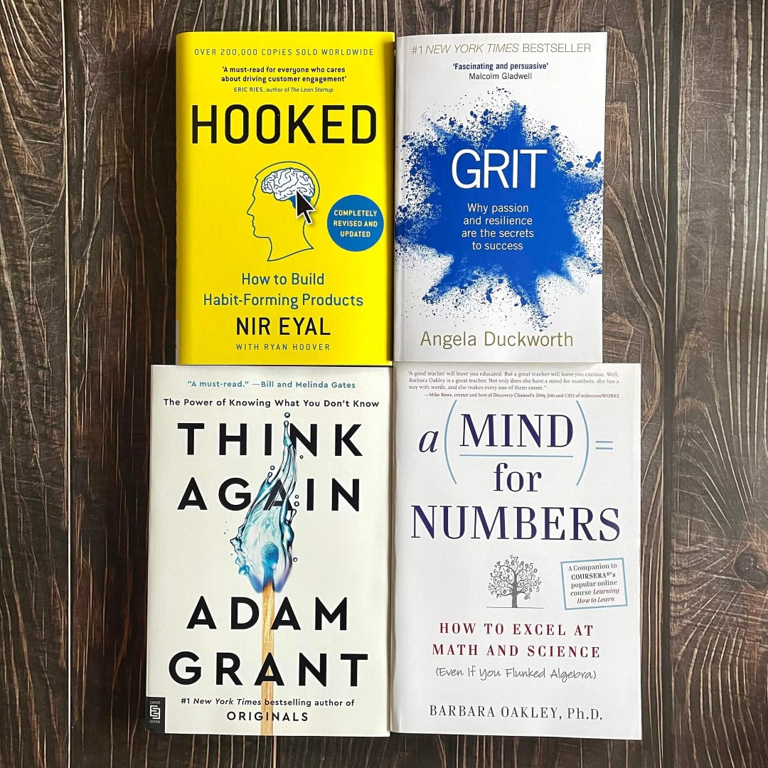 Science|Mathematics|Design|Business|Psychology|Self-Help Books - Hooked,  Grit, Think Again, A Mind for Numbers, Nir Eyal, Angela Duckworth, Adam  Grant, Barbara Oakley, Hobbies & Toys, Books & Magazines, Fiction &  Non-Fiction on Carousell