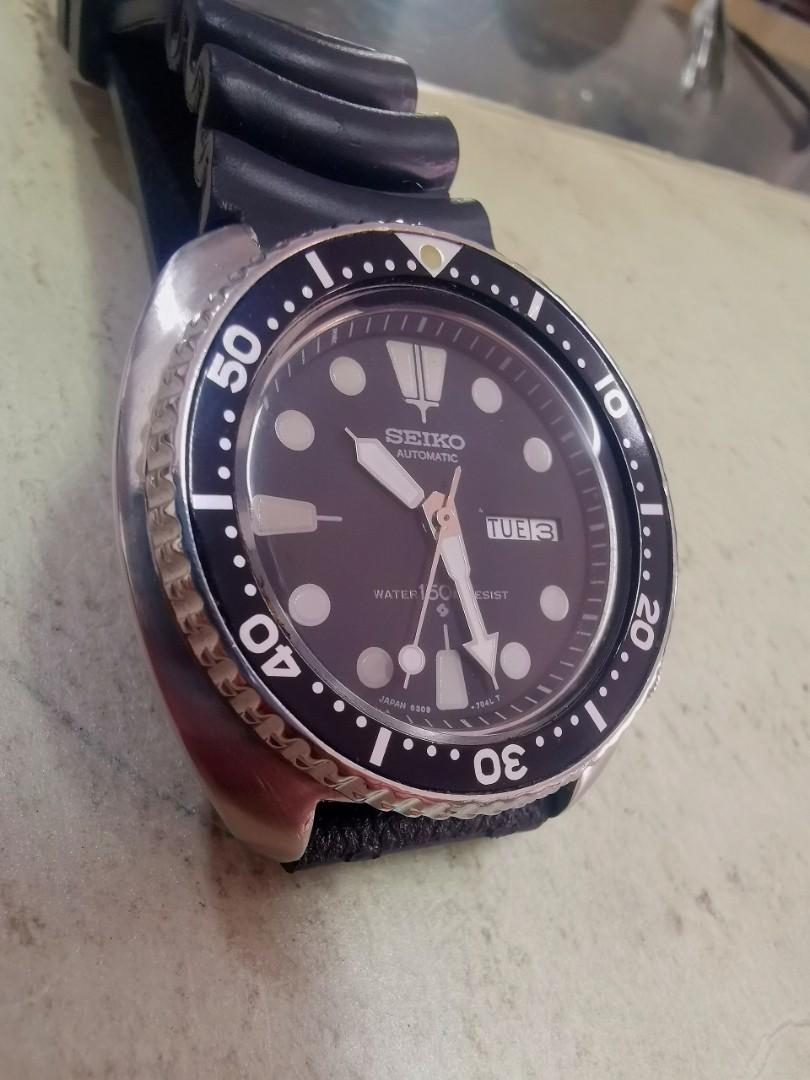 Seiko diver 150m turtle automatic 6309-7040 case size , Luxury,  Watches on Carousell