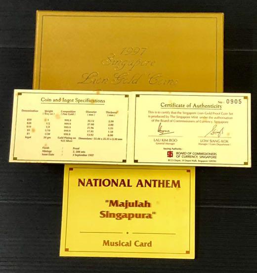 Singapore 1997 Lion Gold proof coin sets., Hobbies & Toys, Memorabilia & Collectibles, Currency
