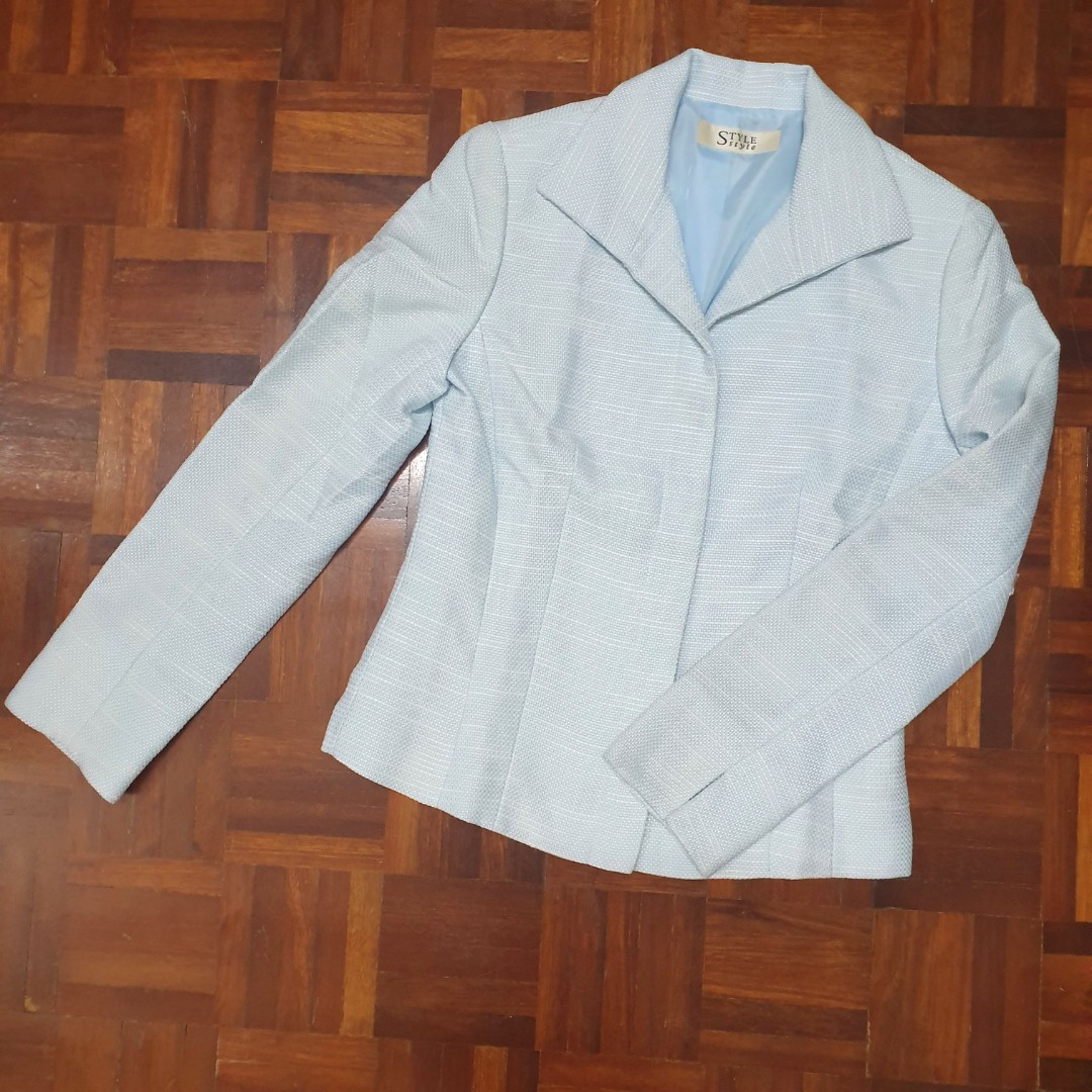 Sky blue blazer, Women's Fashion, Coats, Jackets and Outerwear on Carousell
