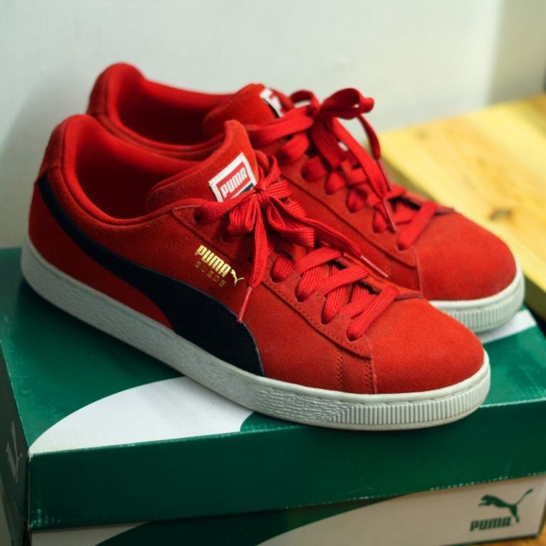 puma suede trainers red