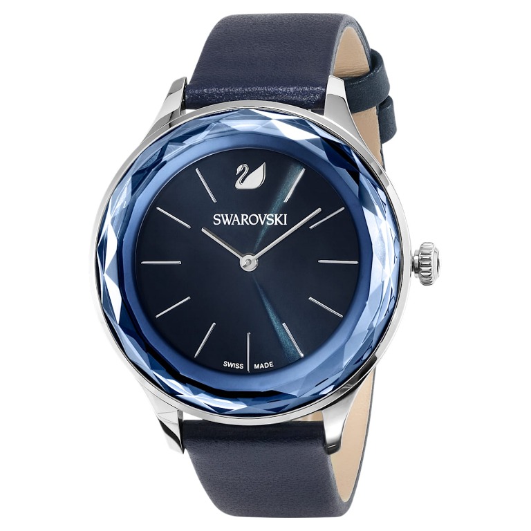 Swarovski Octea Nova Blue Dial Blue Leather Strap Watch for Women - 5295349