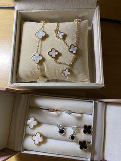 Van Cleef & Arpels white bracelet earrings & necklace