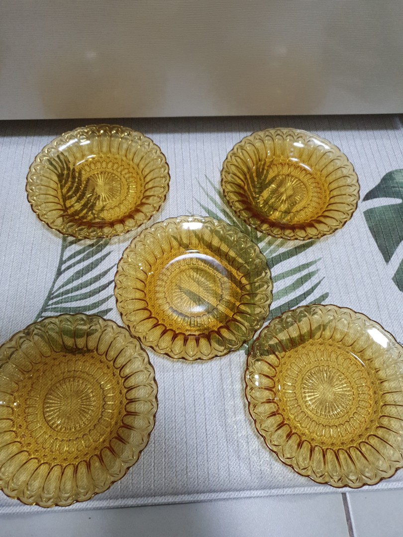 Vintage Amber Saucers, Furniture & Home Living, Kitchenware & Tableware