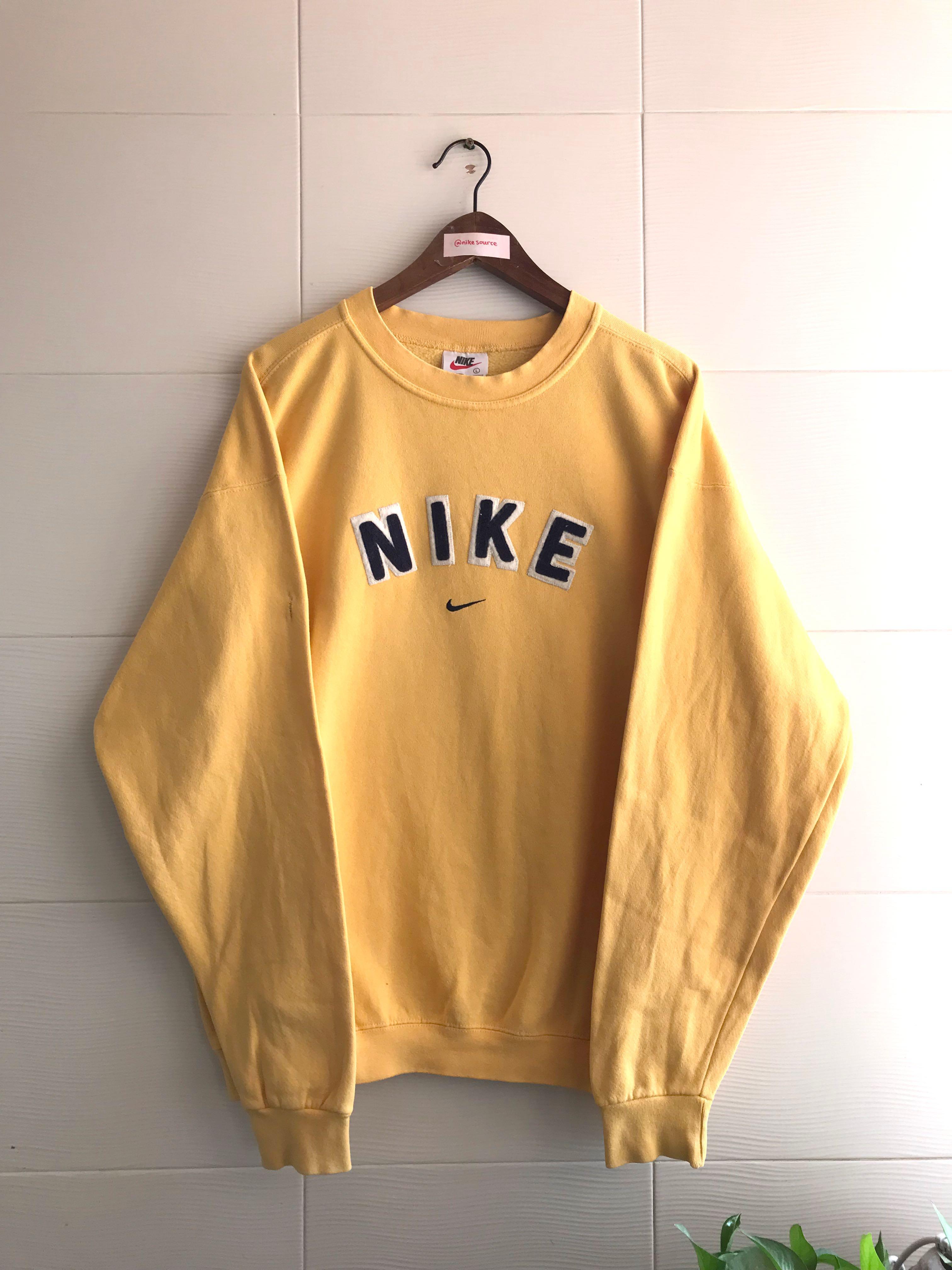 Vintage yellow nike crewneck sweatshirt store
