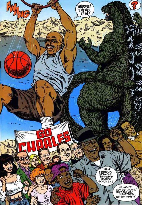 Vintage Nike T-Shirt Charles Barkley Vs Godzilla, Men's Fashion