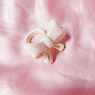 Vintage White Ribbon Ring | Vintage Lolita White Ribbon Ring Kawaii Gyaru Himegyaru Softgirl DIY Handmade Girls Womens Jewelry