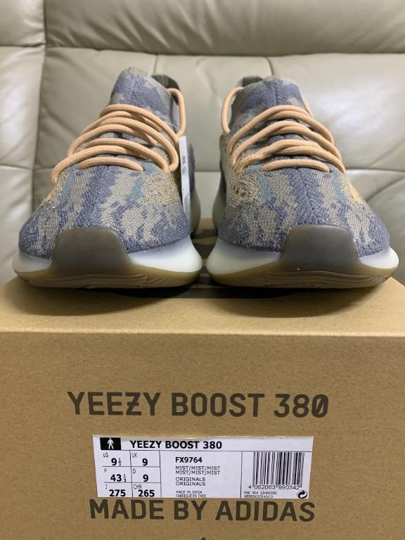 Yeezy Boost 380 Mist BrandNew Legit Size US9.5.UK9 S$289, Men's Fashion,  Footwear, Sneakers on Carousell