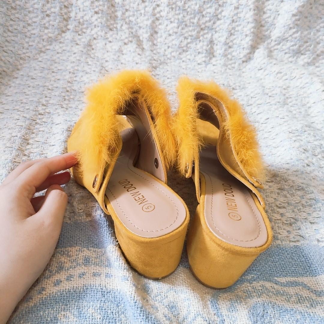 yellow fur heels