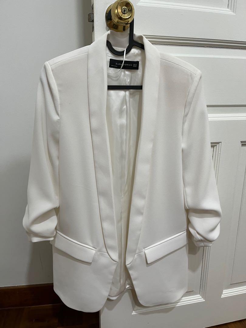 Zara white crepe blazer cheap