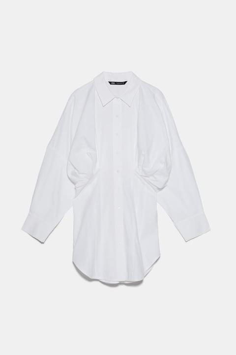Zara white shirt dress, Fesyen Wanita, Pakaian Wanita, Atasan di