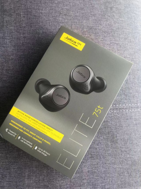 Jabra Elite 75t– True Wireless Earbuds with Charging Case, Titanium Black –  Active Noise Cancelling Bluetooth Earbuds with a Comfortable, Secure Fit