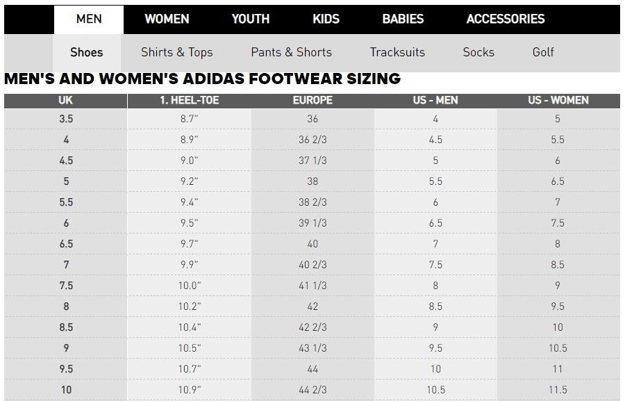 Adidas women's size discount 9 in mens