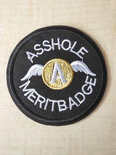 Ass Hole Merit Badge Embroidered Motif Applique Badge Wings Sew On Patch DIY