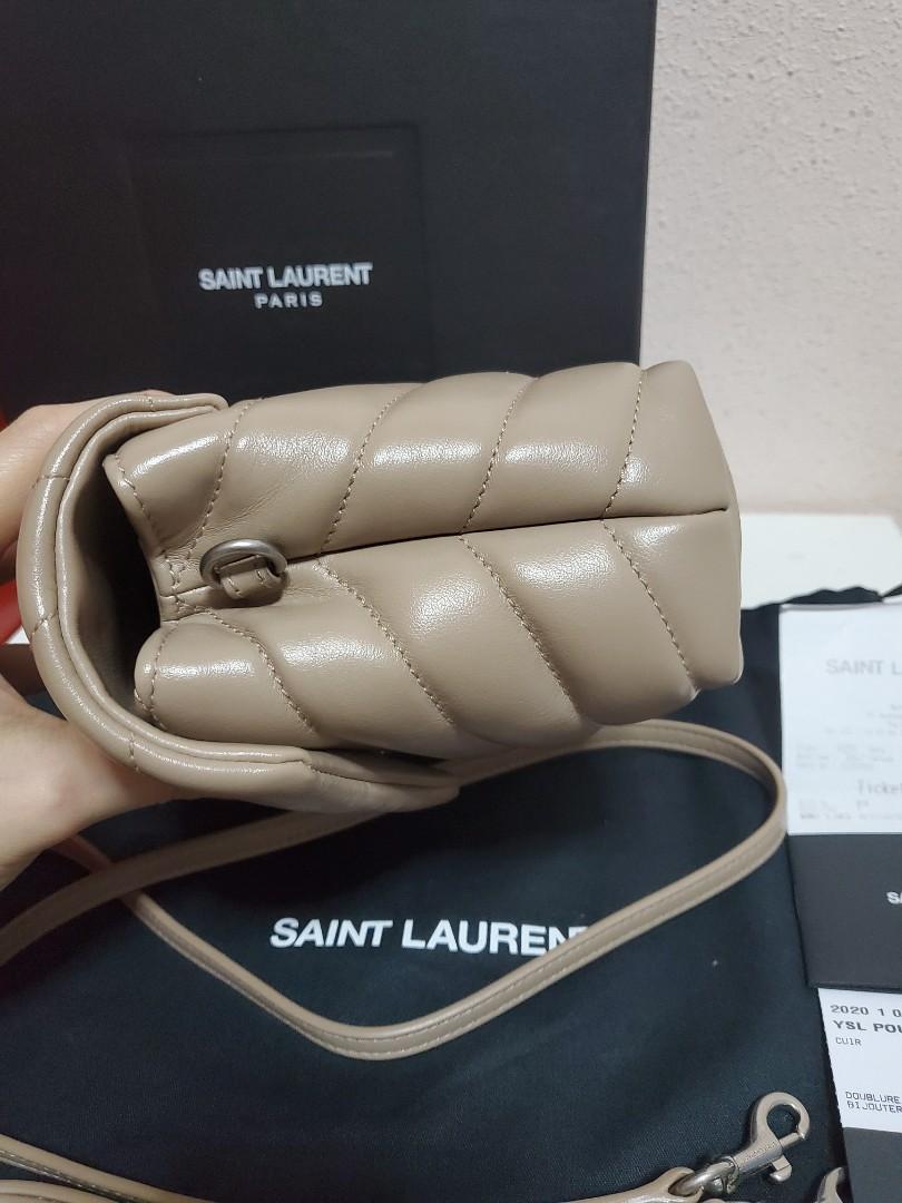 Saint Laurent Loulou Toy Quilted Leather Shoulder Bag Light Beige