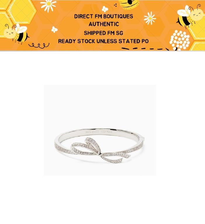 BEG00280 : KATE SPADE All Tied Up Pave Hinged Bangle (SILVER), Women's  Fashion, Jewelry & Organisers, Bracelets on Carousell