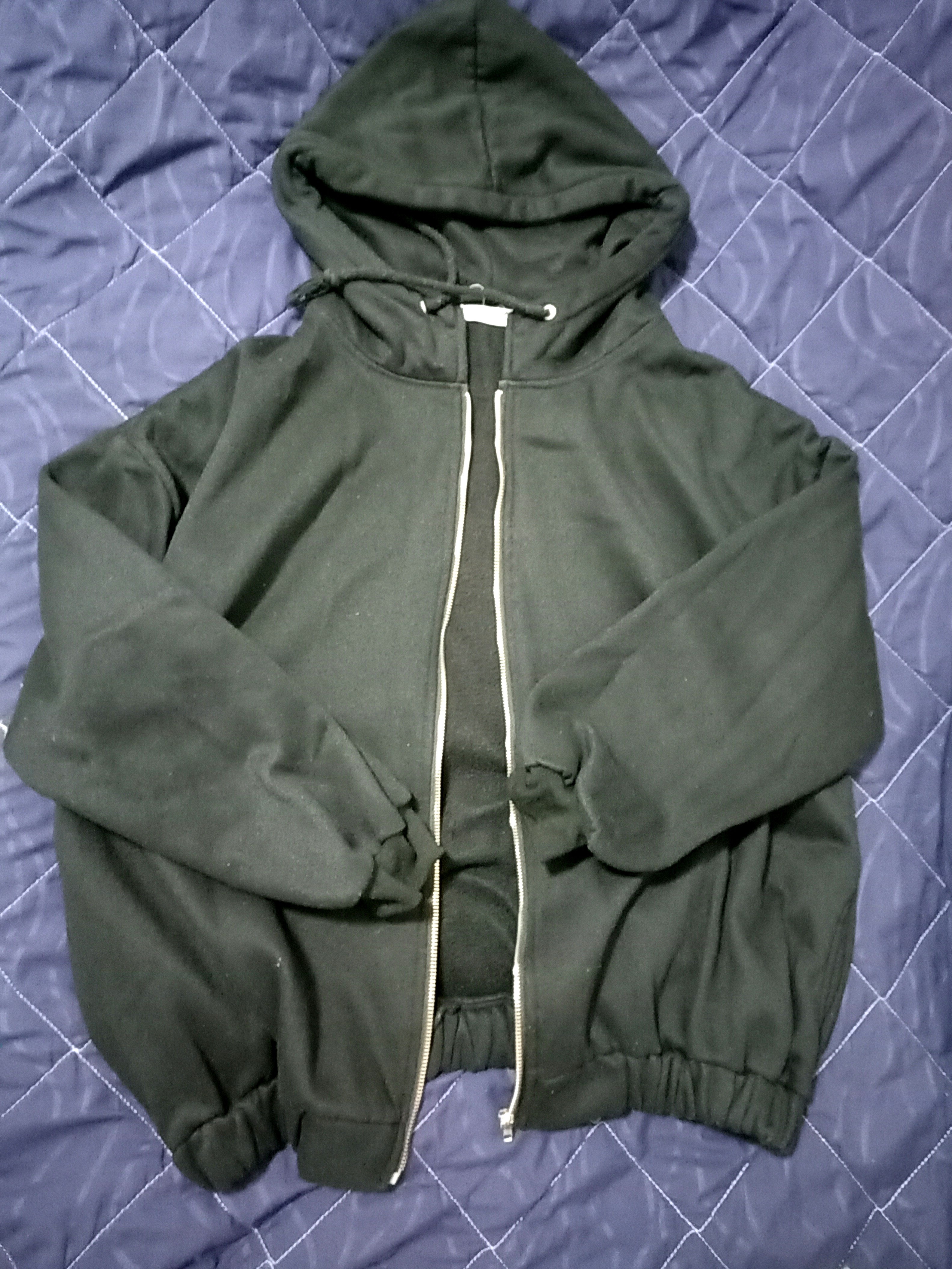 Black Oversized Hoodie Zipper Jacket 