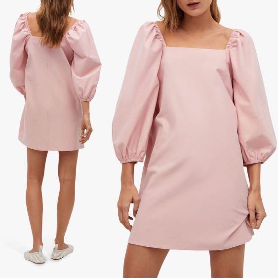 BNWT Cotton puff sleeve dress peach 