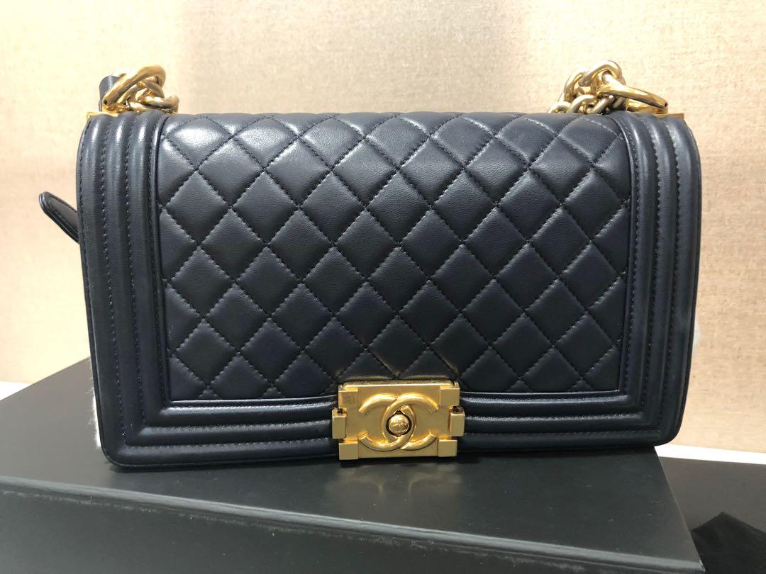 Lambskin chanel hotsell boy bag