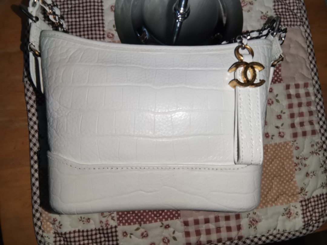 Chanel Gabrielle Small Hobo Bag Aged Calfskin Leather In White