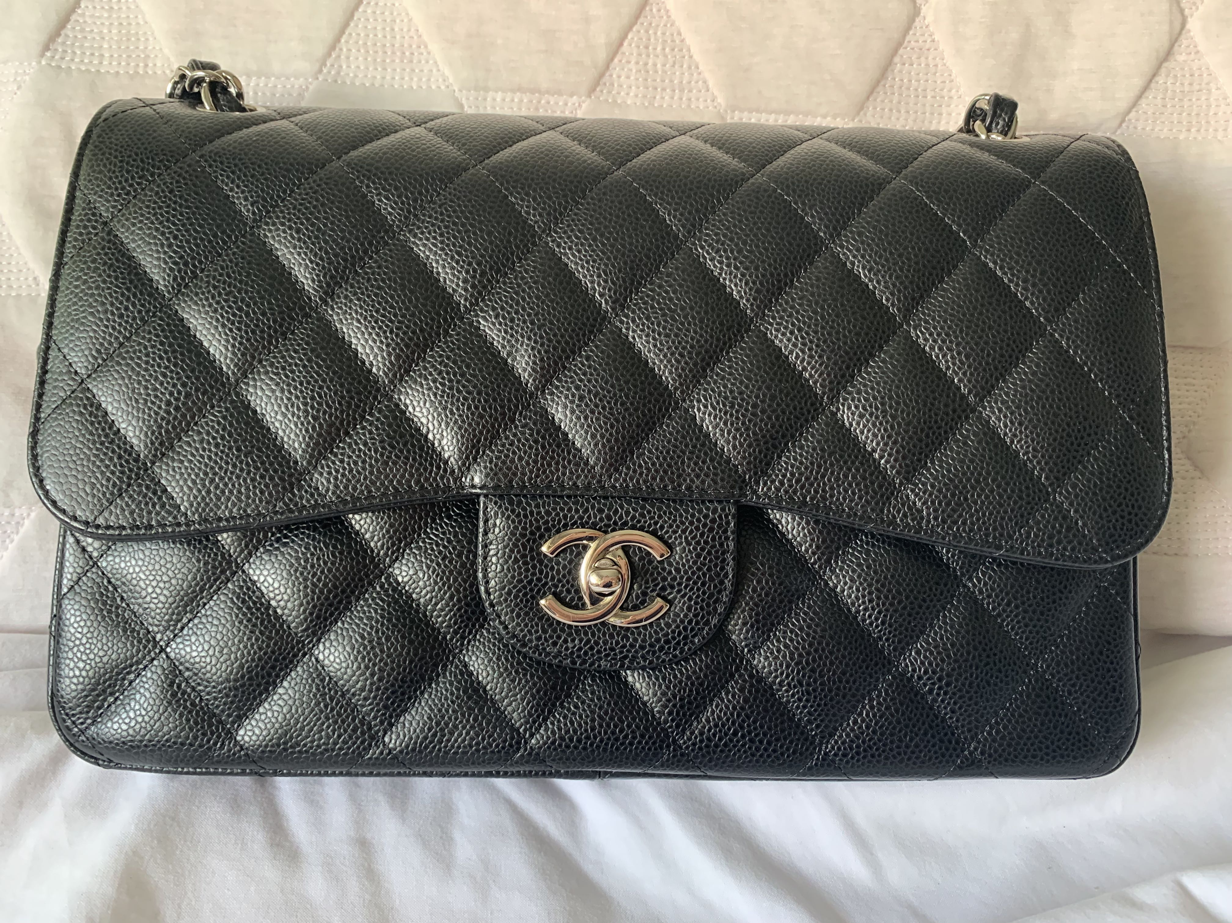 Chanel Jumbo Caviar Double Flap Bag SHW, Women's Fashion, Bags