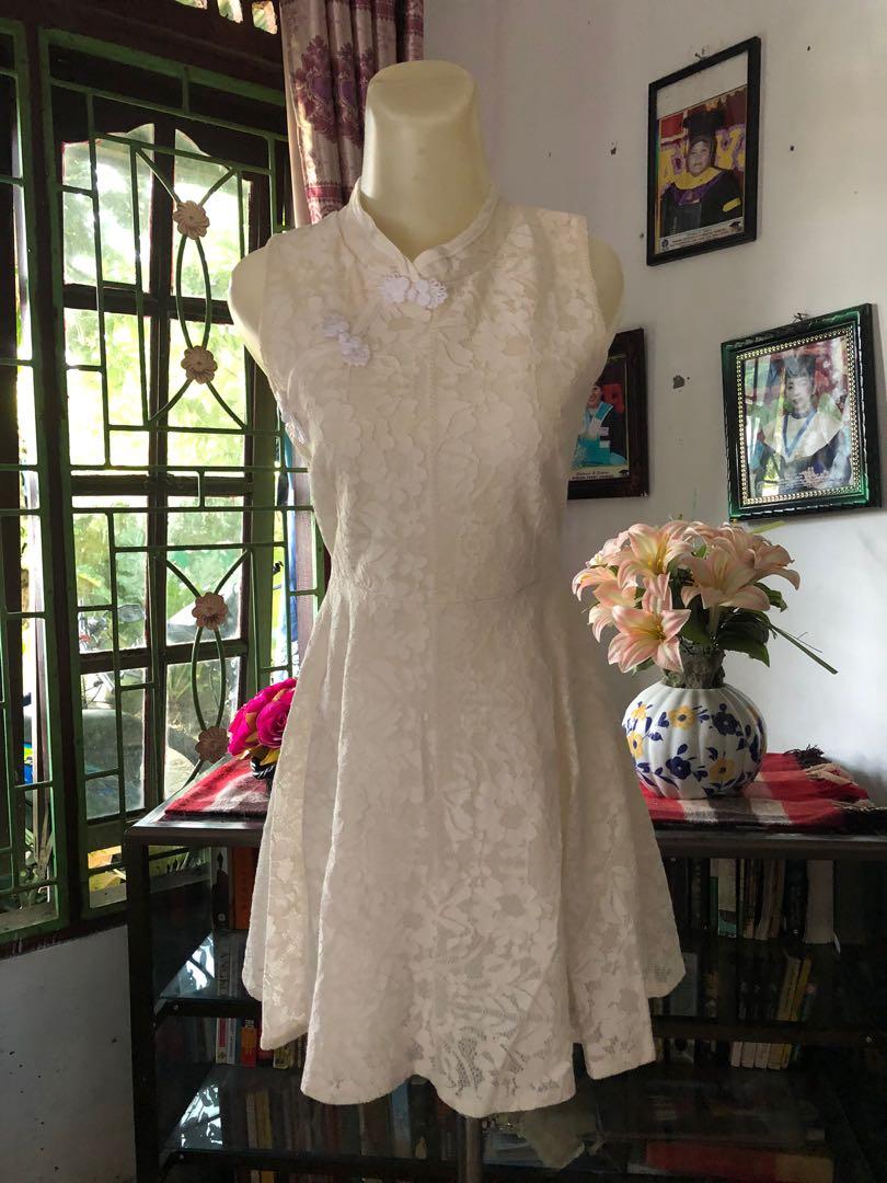 Cheongsam Brokat Fesyen Wanita Pakaian Wanita Gaun Rok di