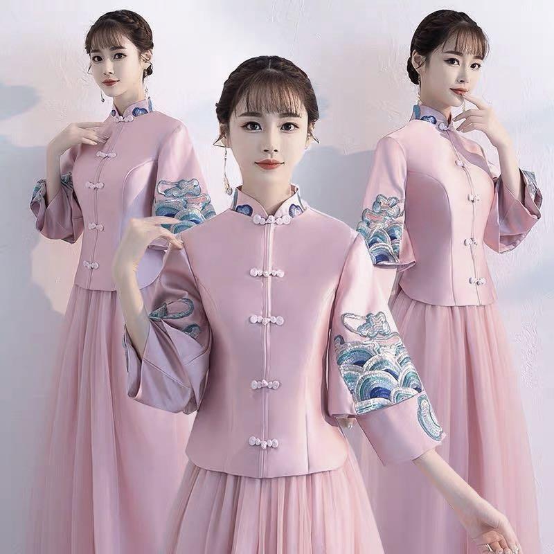 Pink Chinese Traditional Two Piece Dress Women s Fashion