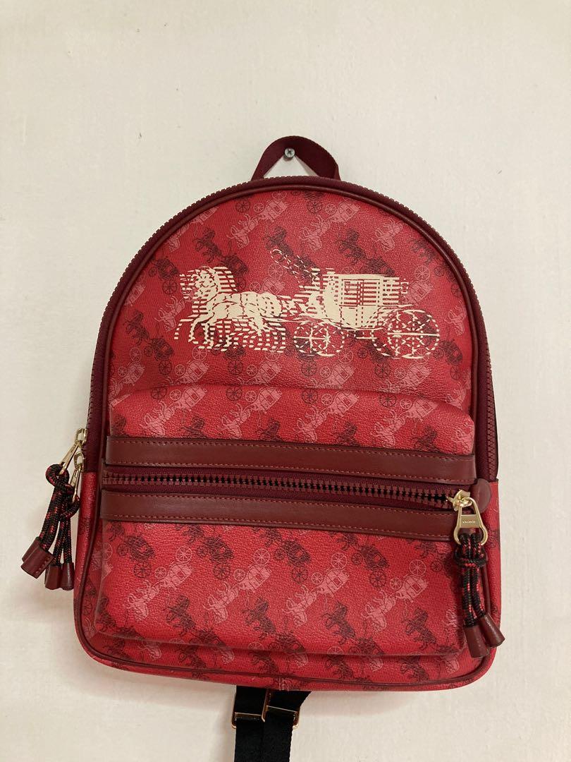 coach red backpack
