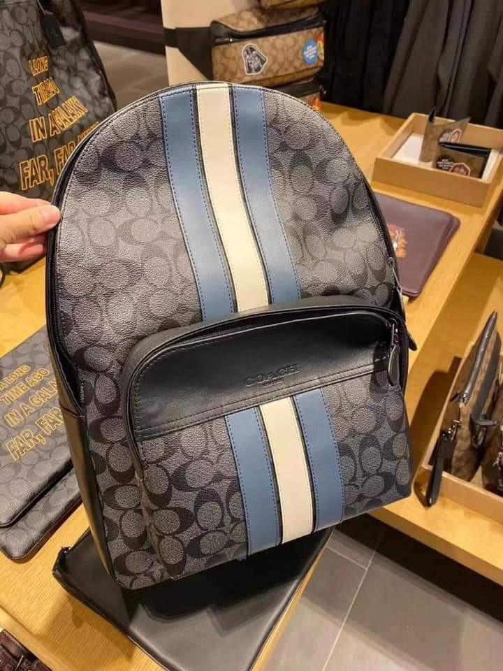 Coach Houston Backpack in Signature Canvas with Stripe, Men's Fashion, Bags, Backpacks on Carousell