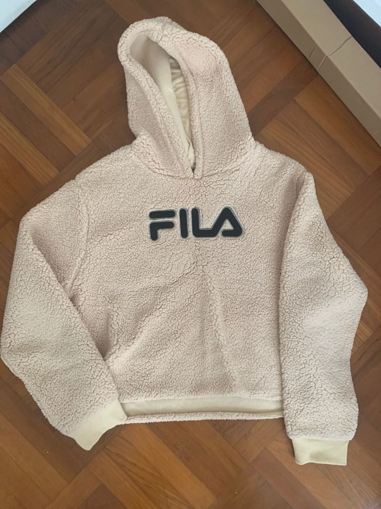 cropped furry FILA hoodie Women s Fashion Coats Jackets and