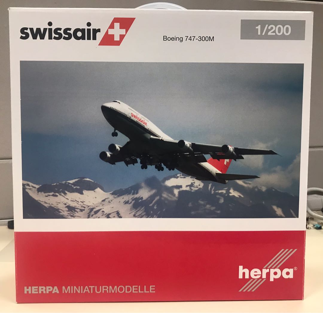 Herpa 1:200 Swissair Boeing 747-300 瑞士航空飛機模型Aircraft Model 