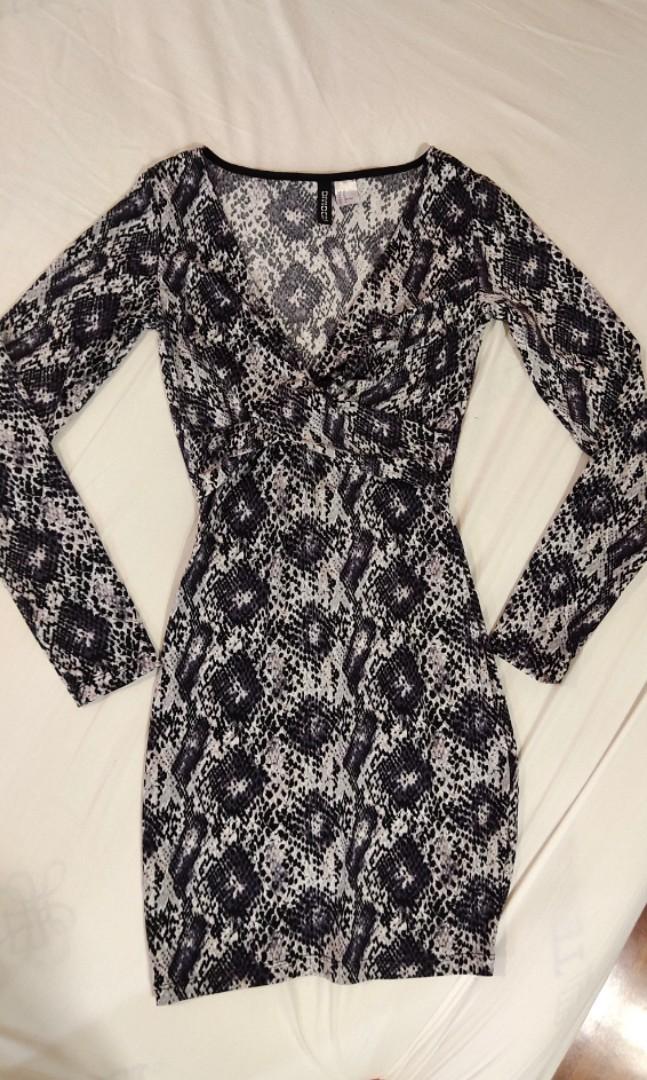 H M snake print dress